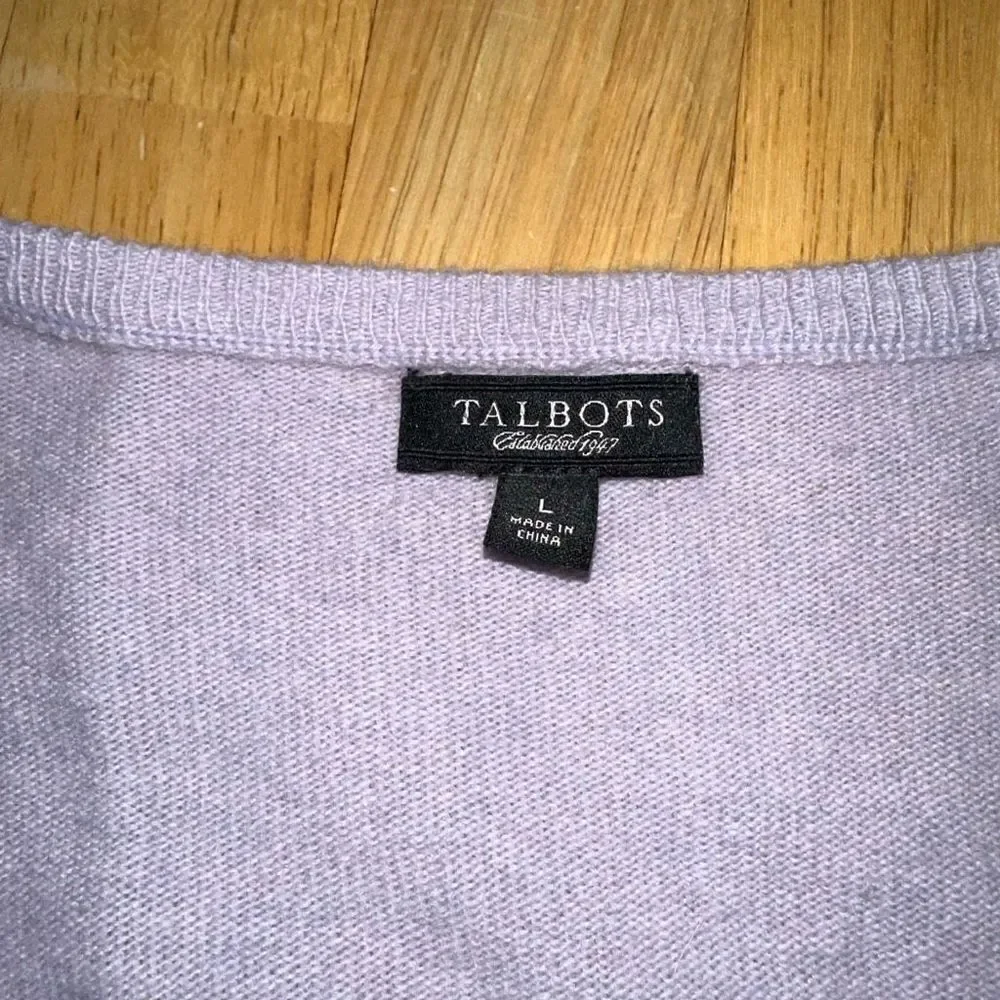 Talbots Womens Lambswool Angora Blend Purple Argyle Sweater Cardigan Cozy Chic‎